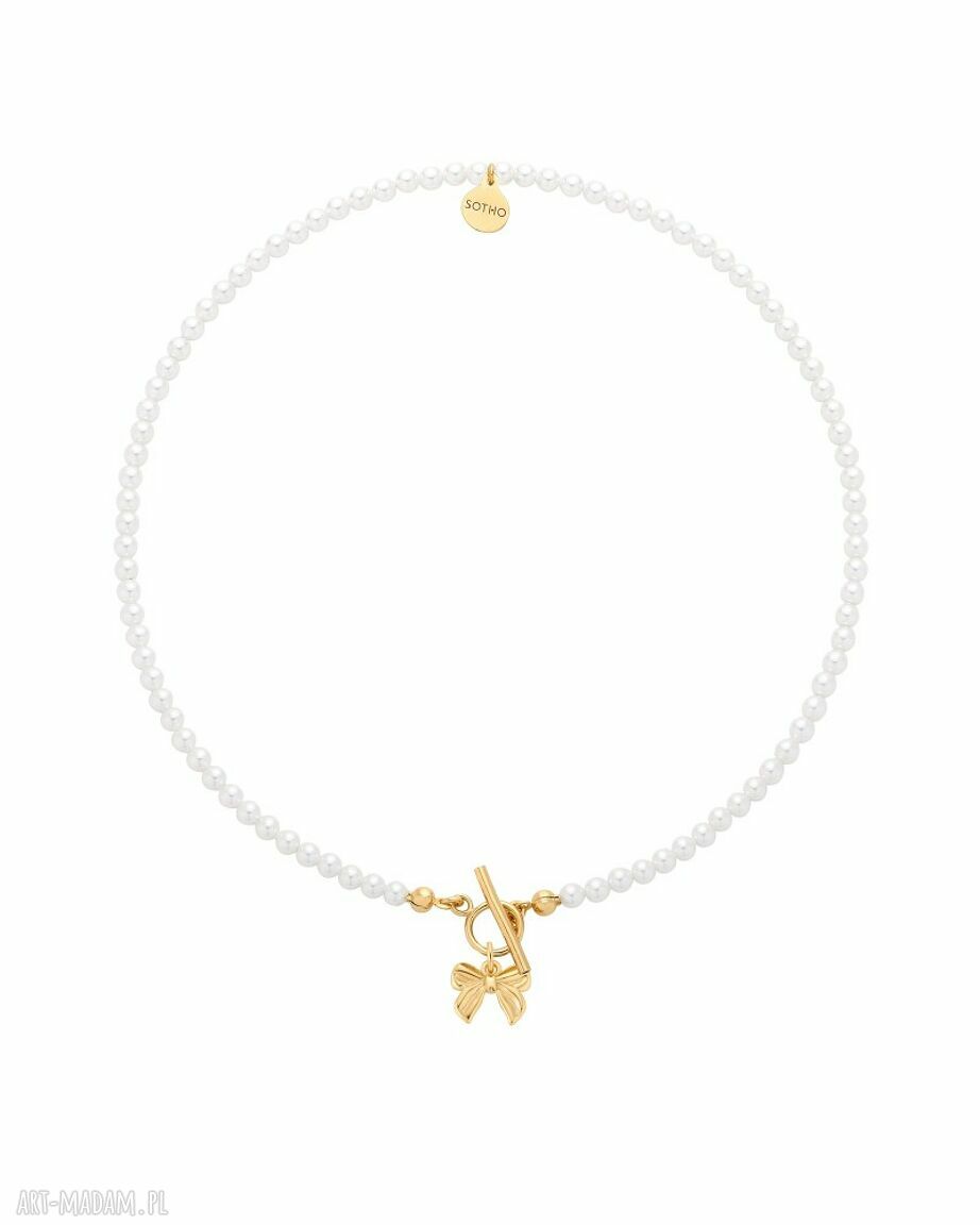 Złoty naszyjnik z białymi perłami Swarovski Crystal - elegancja na co dzień i na wieczór
