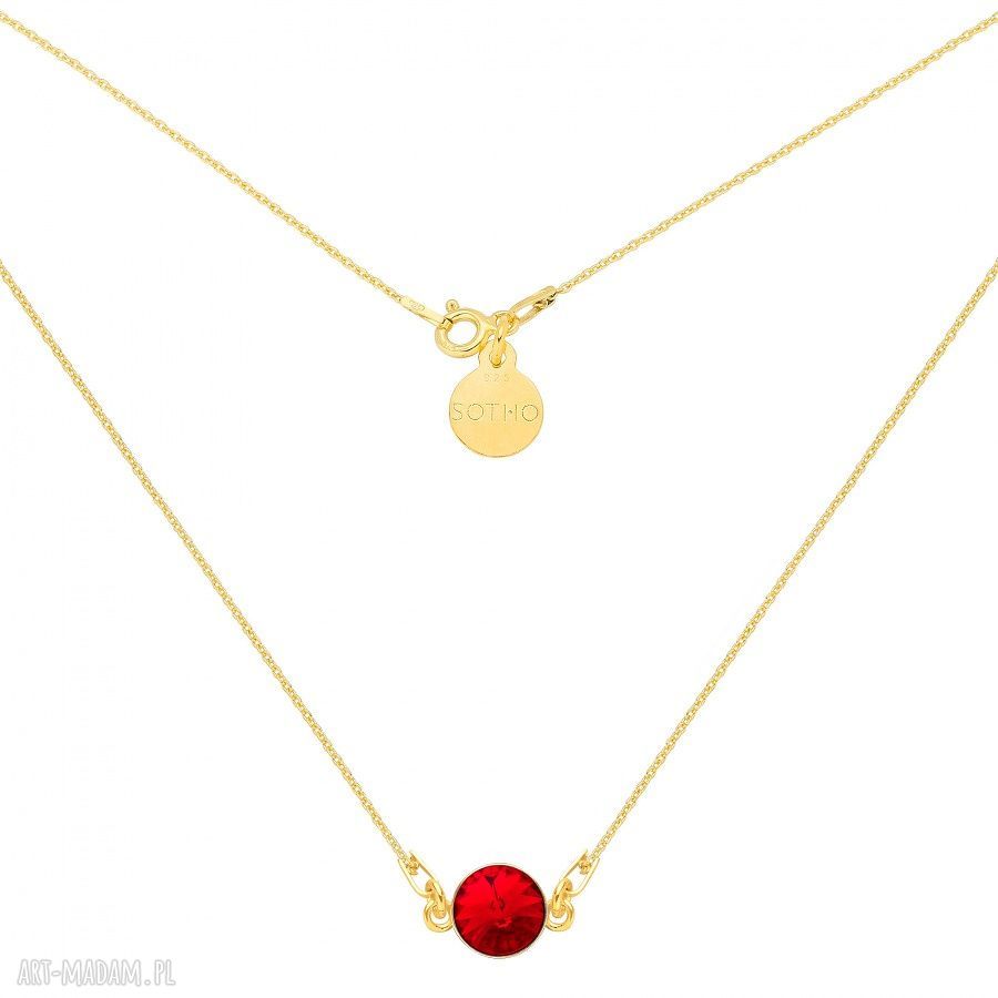 ZŁoty naszyjnik czerwonym krysztaŁem swarovski® crystal