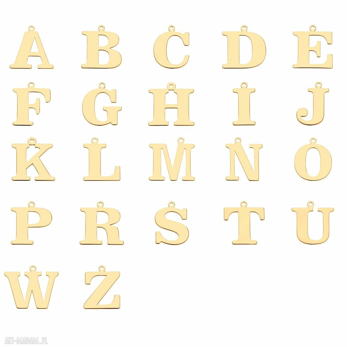 naszyjniki: Złoty naszyjnik z dużą literą hand made