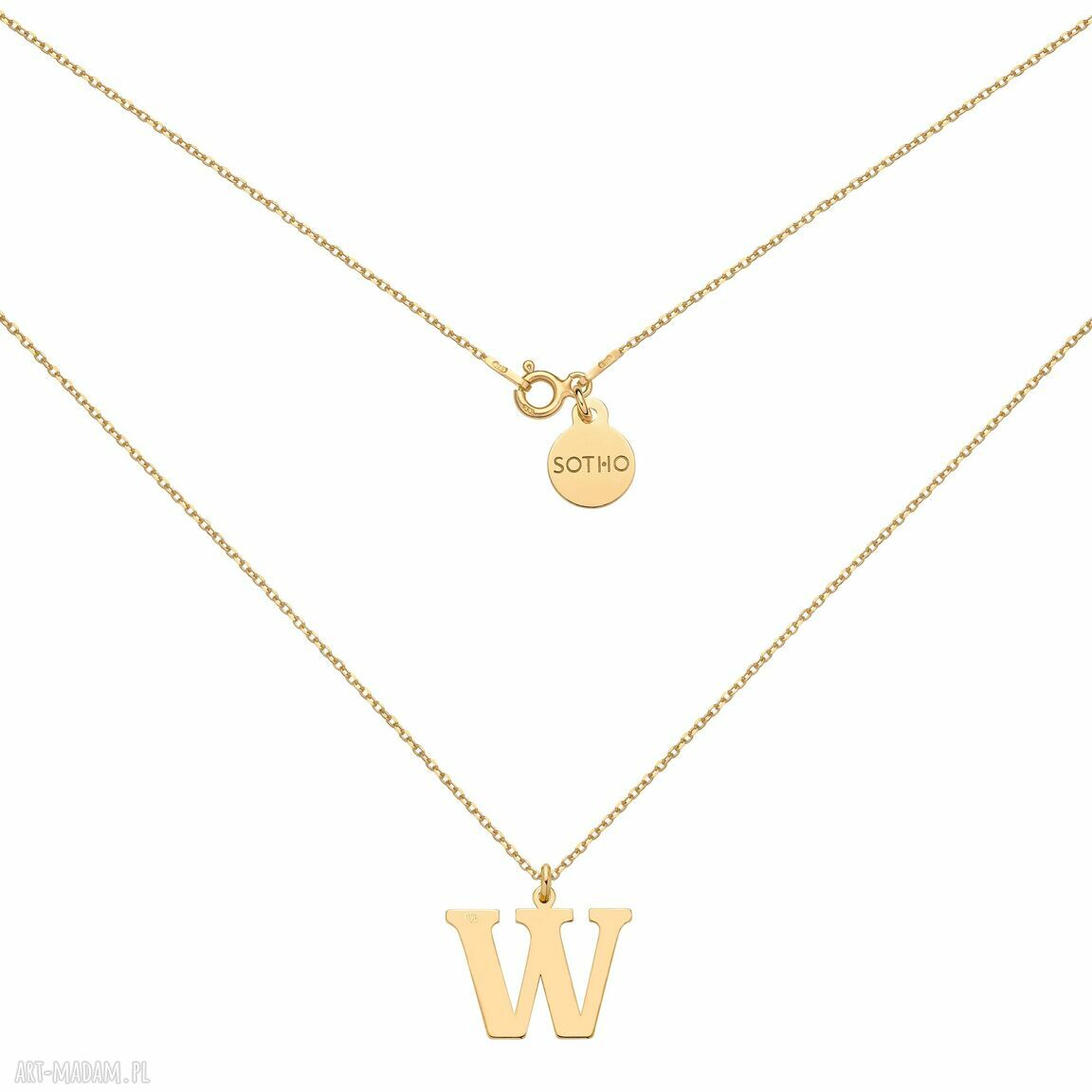 Złoty naszyjnik dużą litera masywna pozłacany łańcuszek