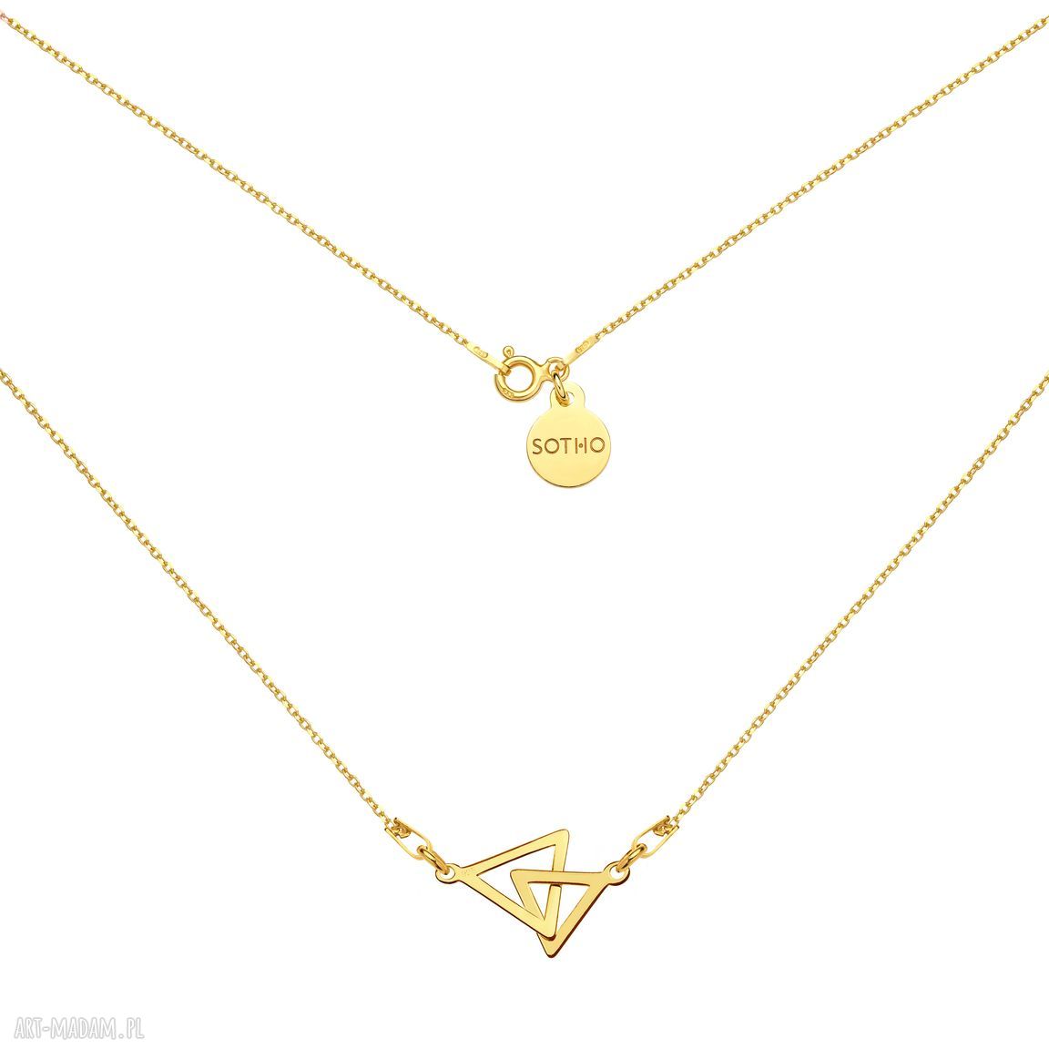 naszyjnik dwoma trójkątami trójkąt dwa trójkąty złoto