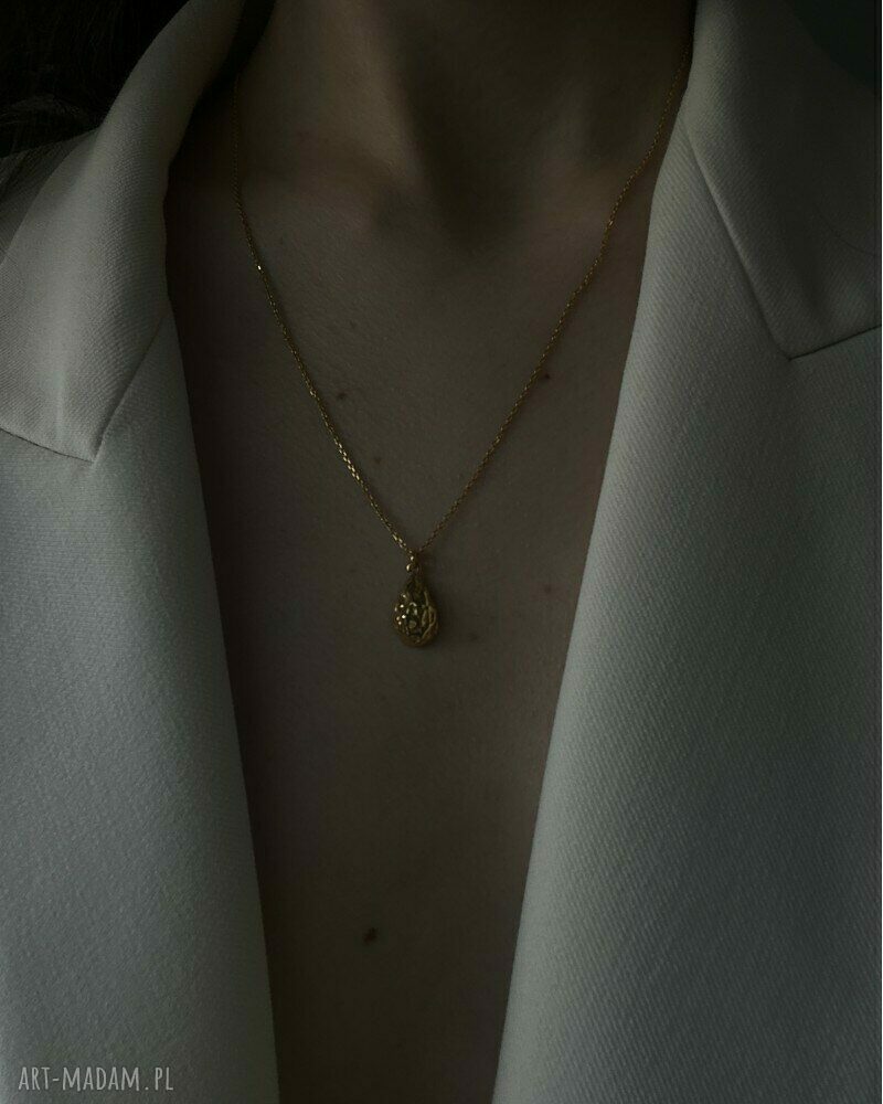 naszyjniki: Złoty naszyjnik z gniecioną kroplą hand made