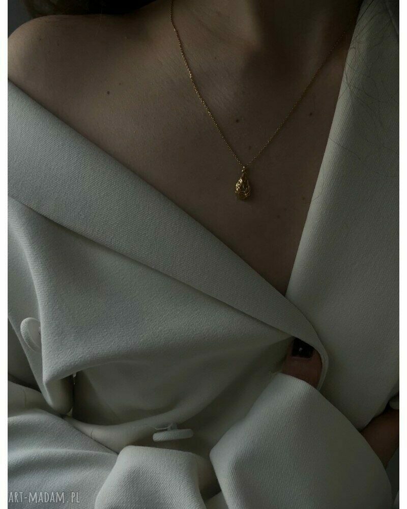 naszyjniki: Złoty naszyjnik z gniecioną kroplą hand made