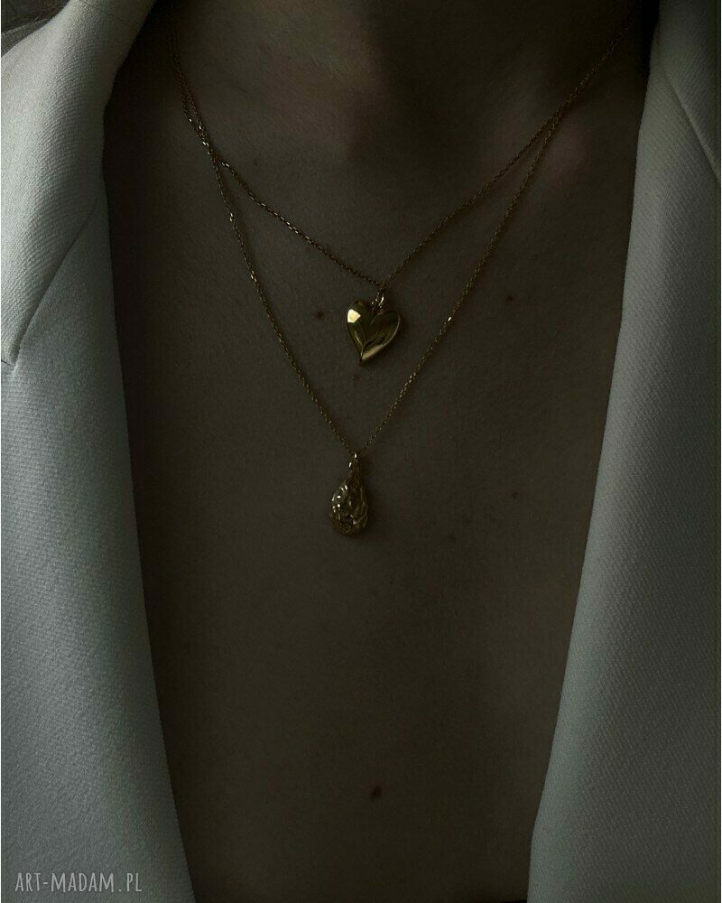 naszyjniki: Złoty naszyjnik z gniecioną kroplą hand made