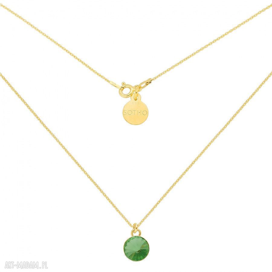 ZŁoty naszyjnik jasnozielonym krysztaŁkiem swarovski® crystal