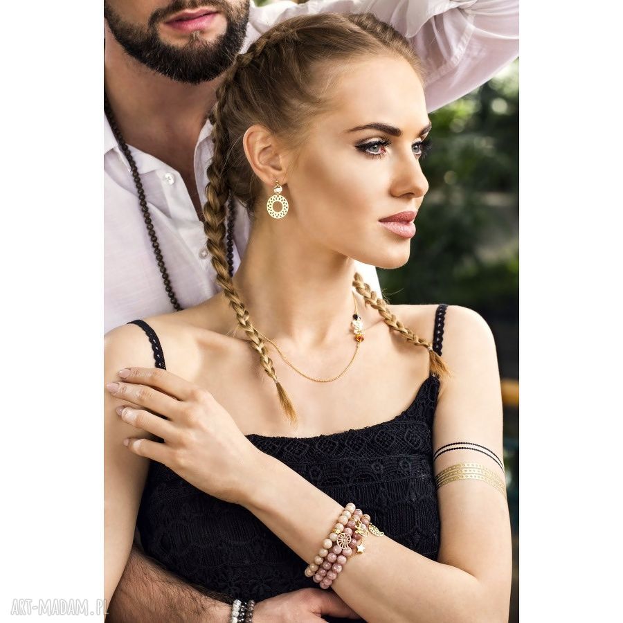 naszyjniki: ZŁOTY NASZYJNIK Z KARMAMI I KRYSZTAŁAMI SWAROVSKI® CRYSTAL handmade