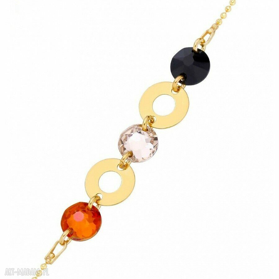 naszyjniki: ZŁOTY NASZYJNIK Z KARMAMI I KRYSZTAŁAMI SWAROVSKI® CRYSTAL handmade