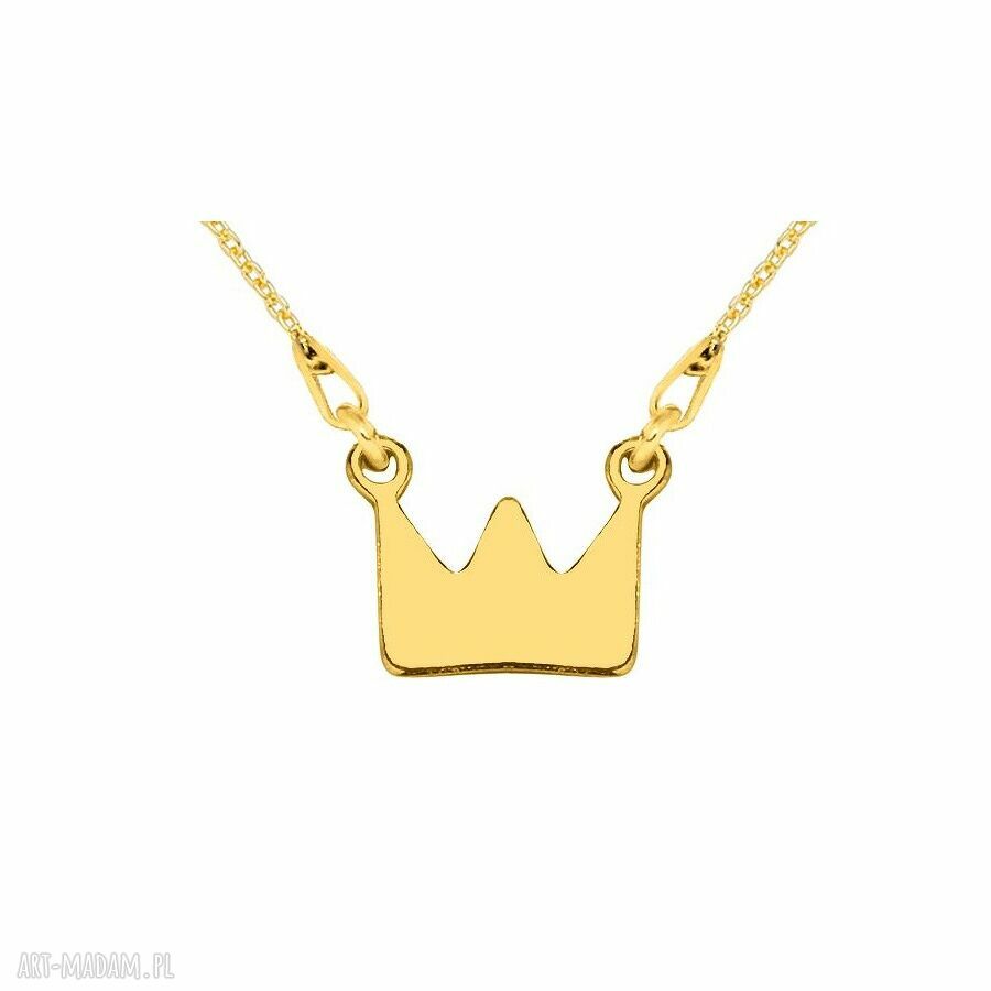 naszyjniki: ZŁOTY NASZYJNIK Z KORONĄ Hand Made
