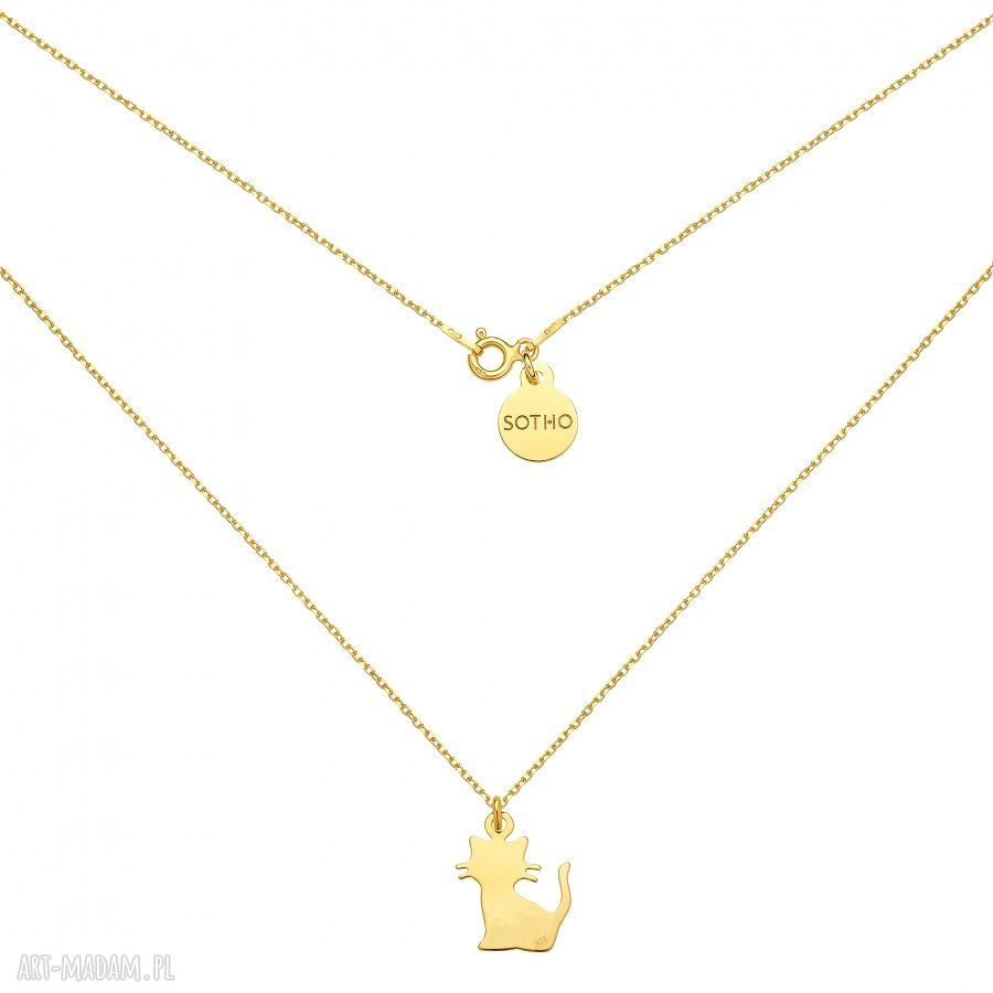 ZŁoty naszyjnik kotkiem modny kobiecy zawieszka minimalistyczna
