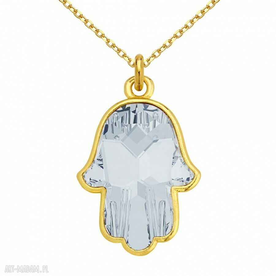 naszyjniki: ZŁOTY NASZYJNIK Z KRYSZTAŁOWĄ RĘKĄ FATIMY SWAROVSKI® CRYSTAL ręcznie