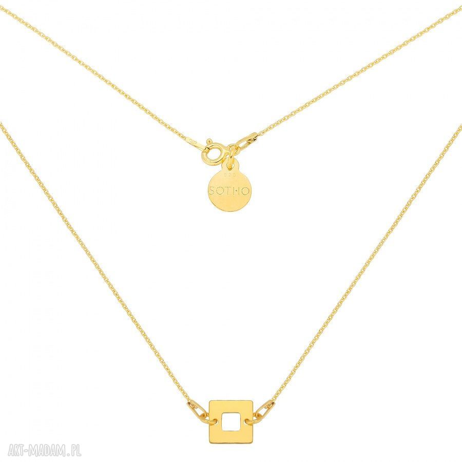 ZŁoty naszyjnik kwadracikiem kwadracik prezent pozłacany