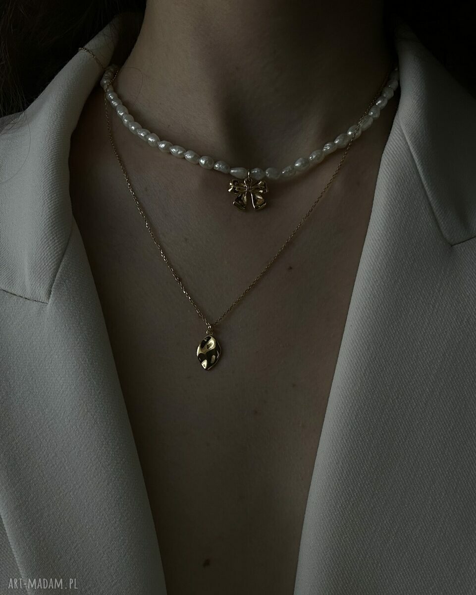 naszyjniki: Złoty naszyjnik z łezką hand made