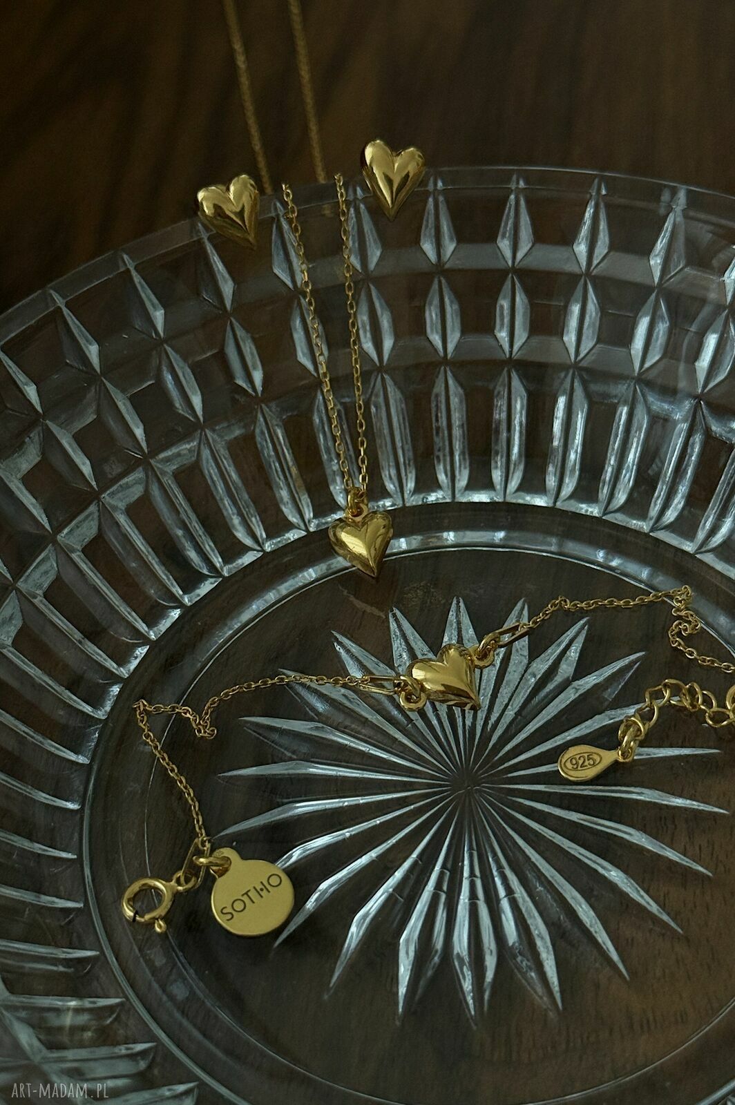 naszyjniki: Złoty naszyjnik z małym serduszkiem hand made