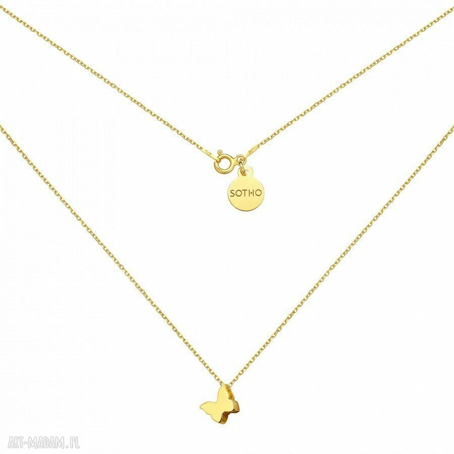 Złoty naszyjnik z motylkiem - handmade, Srebro 925 pozłacane 24K