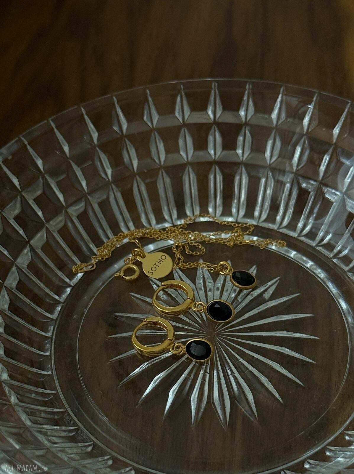 naszyjniki: Złoty naszyjnik z onyksem ręcznie zrobione