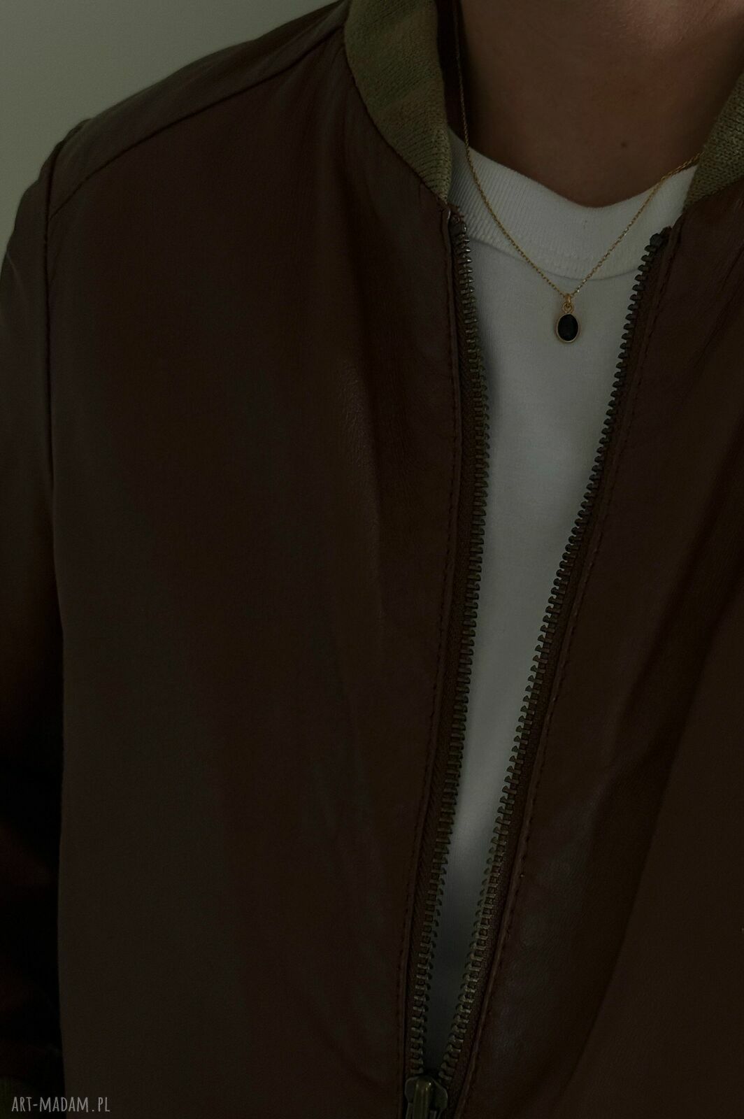 Złoty naszyjnik z onyksem - pozłacany srebrny 925 Sotho