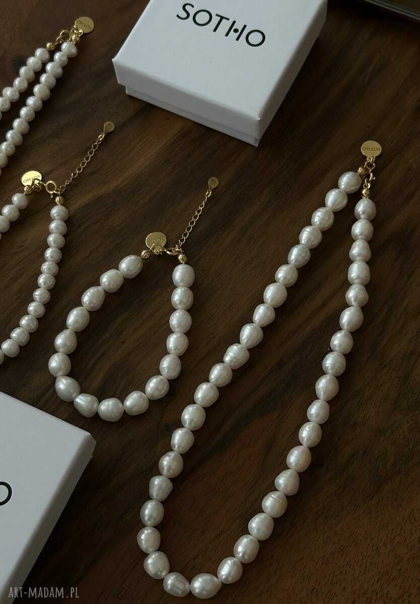 naszyjniki: Złoty naszyjnik z pereł naturalnych Handmade