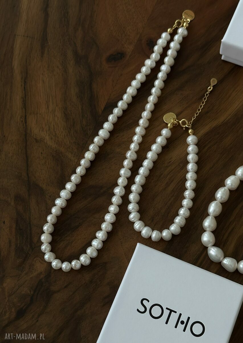 naszyjniki: Złoty naszyjnik z pereł naturalnych ręcznie robione