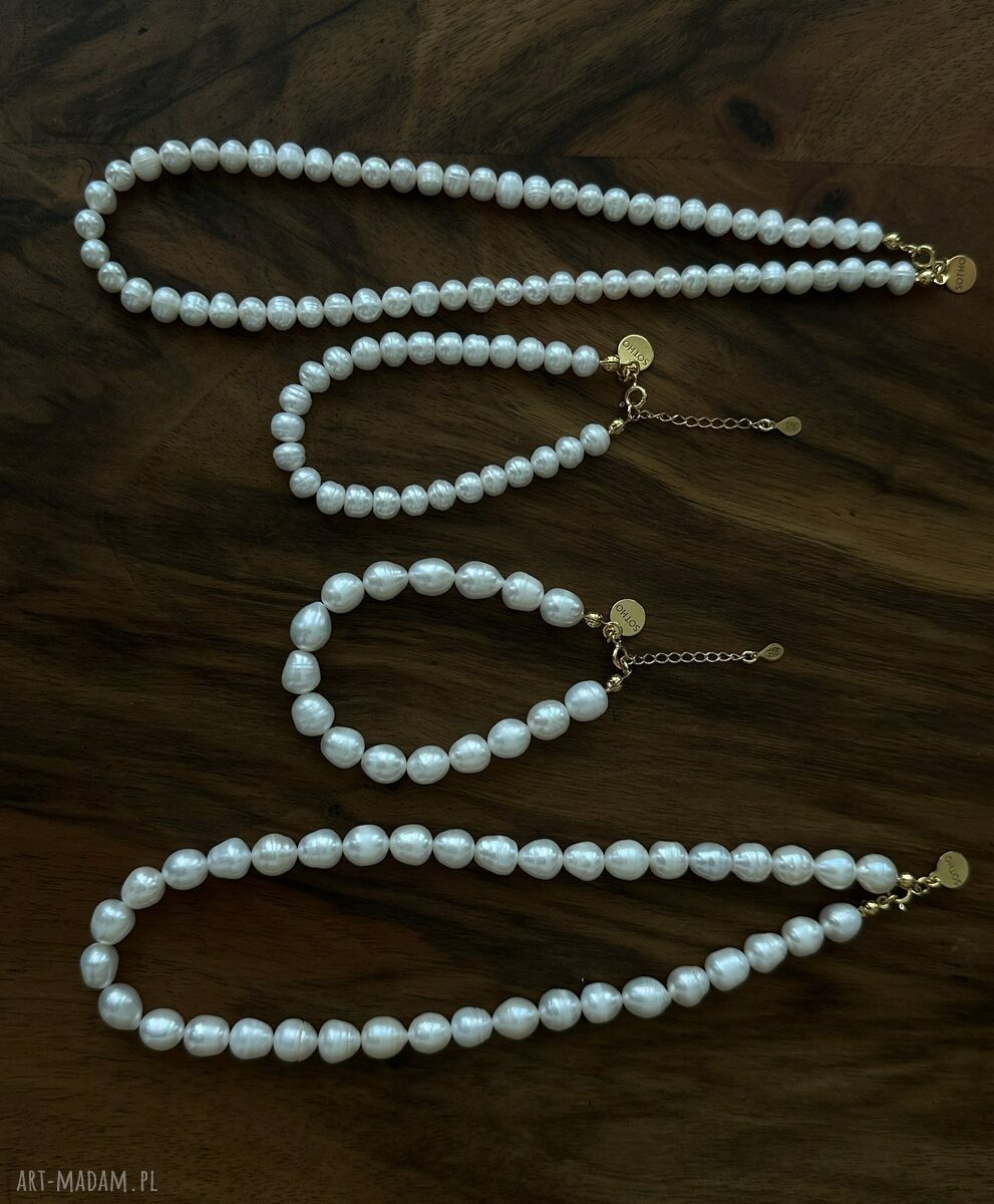 naszyjniki: Złoty naszyjnik z pereł naturalnych ręcznie robione