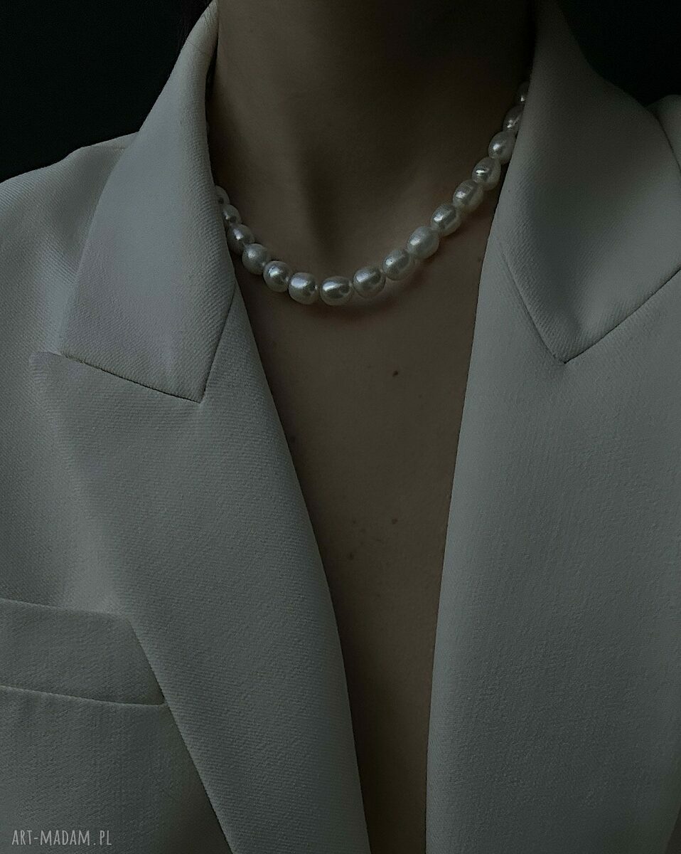 naszyjniki: Złoty naszyjnik z pereł naturalnych Handmade