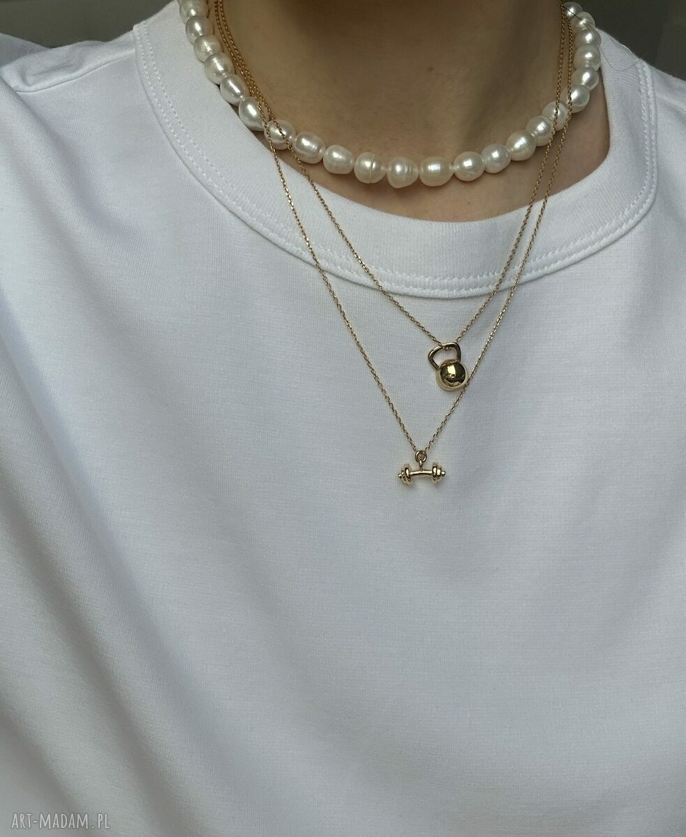 naszyjniki: Złoty naszyjnik z pereł naturalnych Handmade