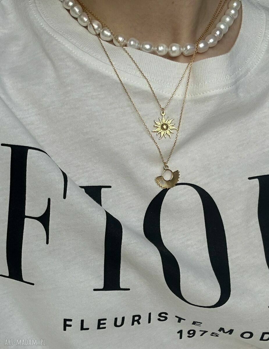 naszyjniki: Złoty naszyjnik z pereł naturalnych Handmade