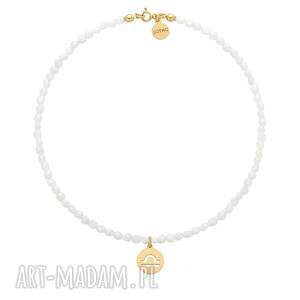 złoty naszyjnik z pereł naturalnych ze znakiem zodiaku - znak zodiaku