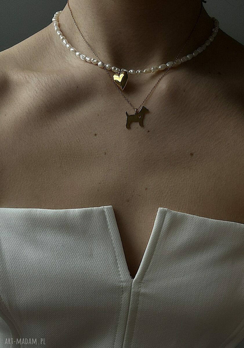 naszyjniki: Złoty naszyjnik z psem rasy jack russell terrier HandMade