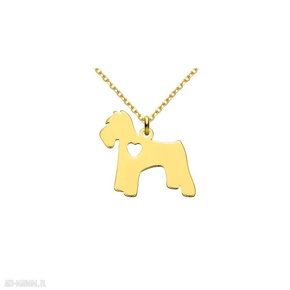 naszyjniki: Złoty naszyjnik z psem rasy sznaucer Ręcznie wykonane