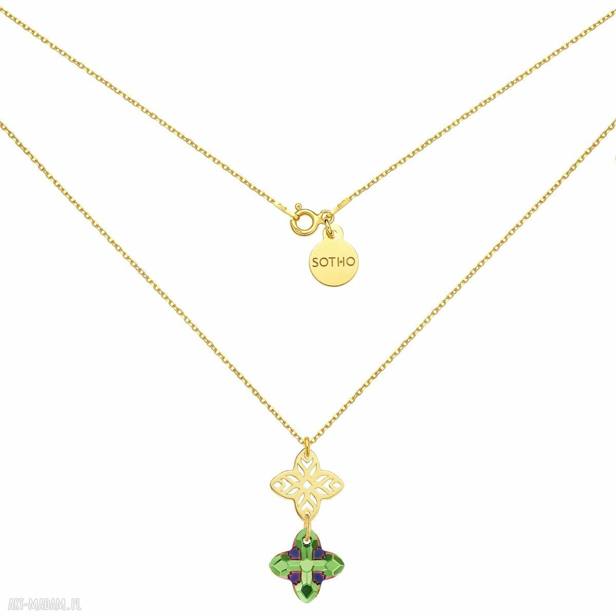 Złoty naszyjnik rozetką kryształem swarovski® crystal kolorze