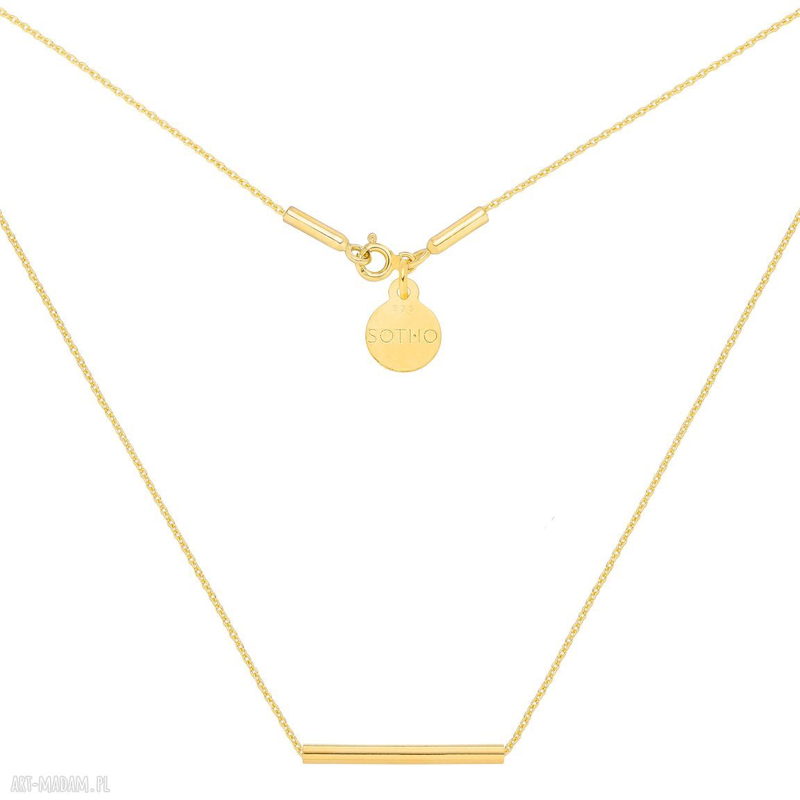 Złoty naszyjnik rureczką łańcuszek rurka zawieszka