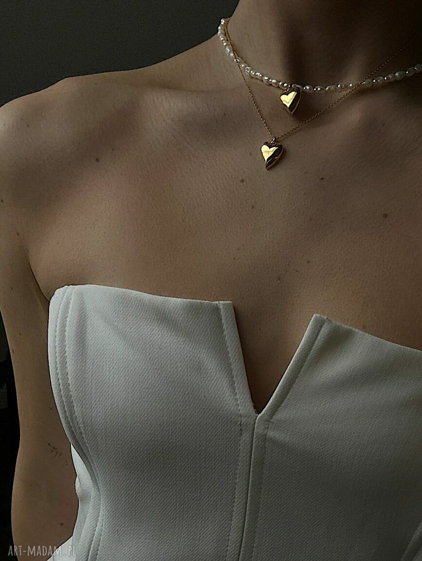 naszyjniki: Złoty naszyjnik z sercem ręczne wykonanie