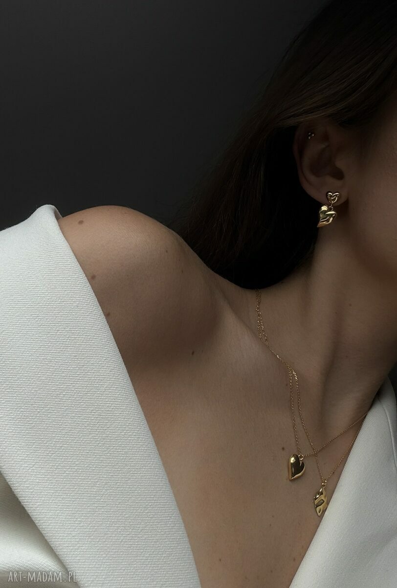 Złoty naszyjnik z sercem 3D Sotho