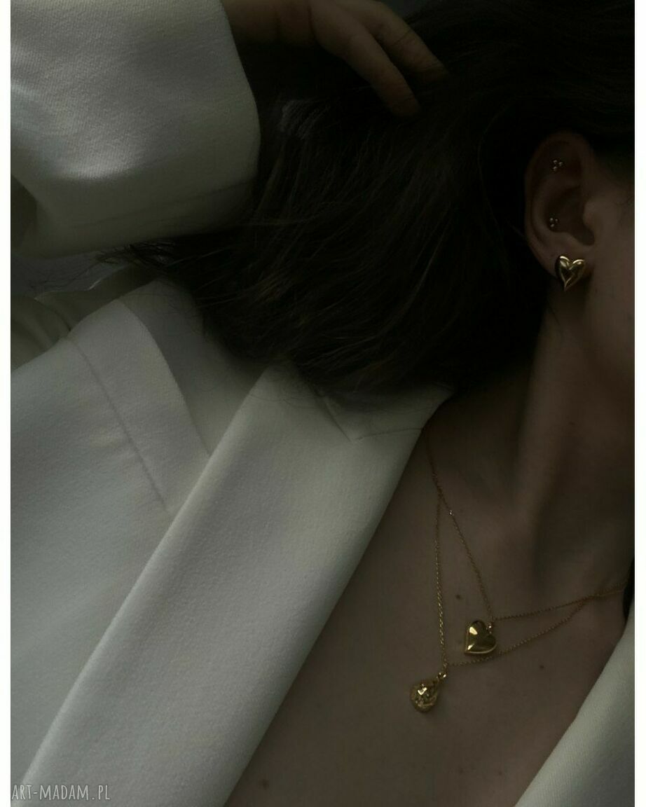 naszyjniki: Złoty naszyjnik z sercem ręczne wykonanie