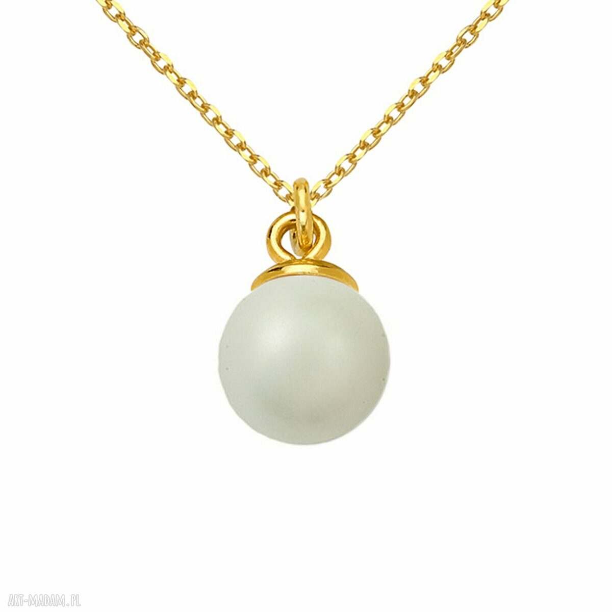 naszyjniki: Złoty naszyjnik z szarą perłą SWAROVSKI® CRYSTAL Ręcznie wykonane