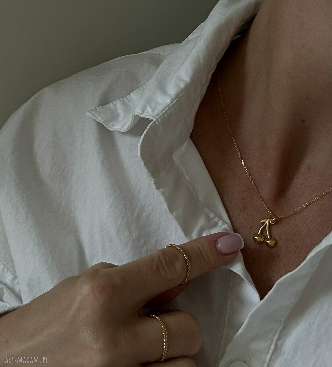 naszyjniki: Złoty naszyjnik z wisienkami Ręczne wykonanie