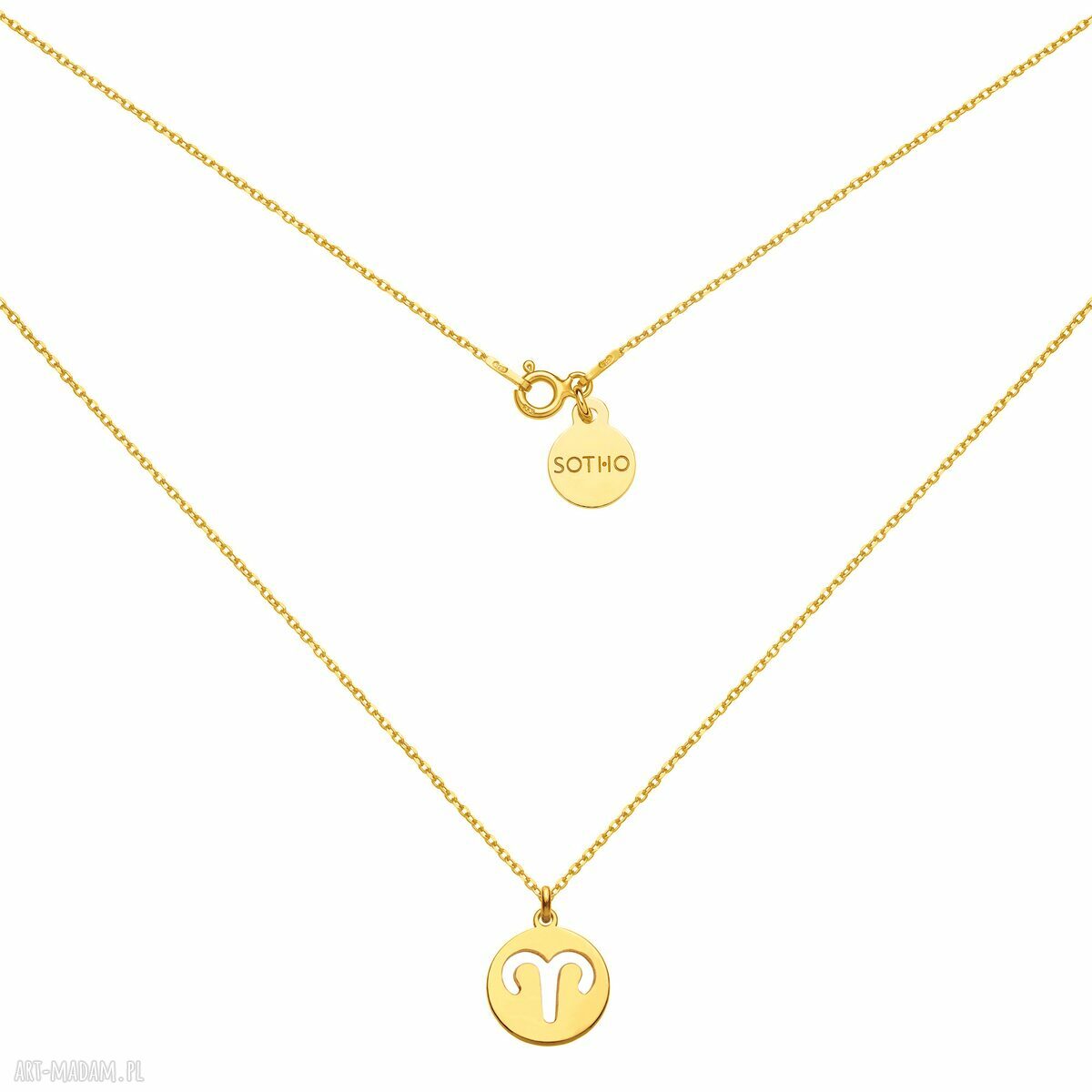 Złoty naszyjnik z Baranem - znak zodiaku Aries, ręcznie robiony