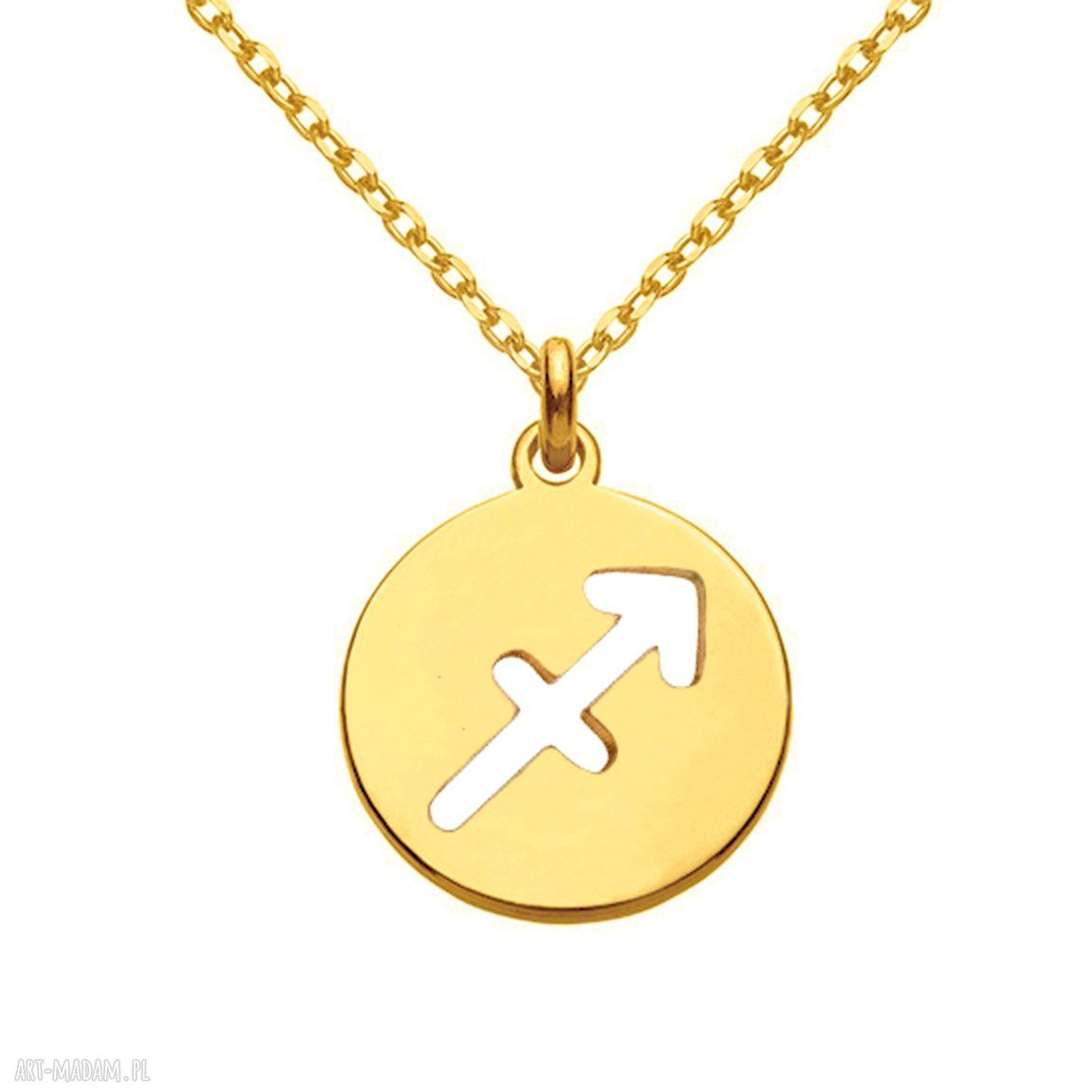 Złoty naszyjnik Strzelec z zodiakiem srebro 925 pozłacane 24K