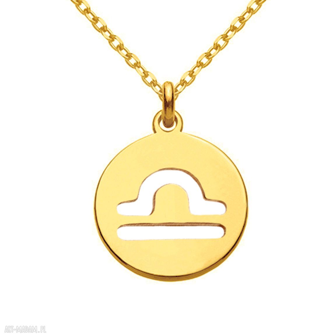 naszyjniki: Złoty naszyjnik z zodiakiem Wagi Handmade