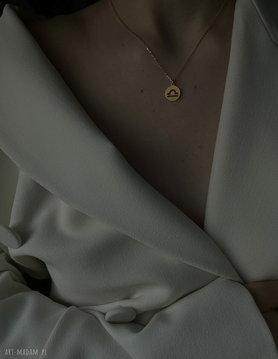 naszyjniki: Złoty naszyjnik z zodiakiem Wagi Handmade