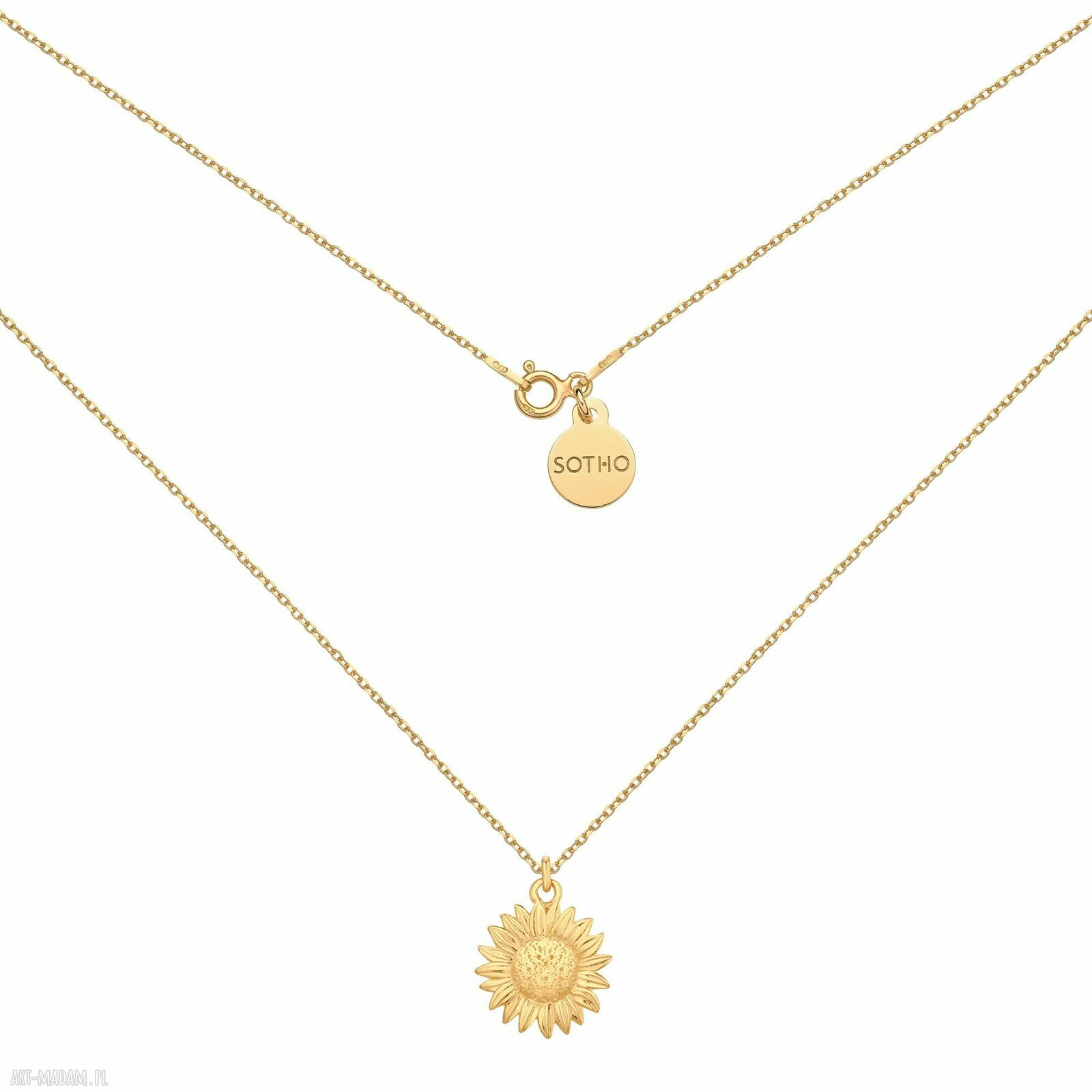 Złoty naszyjnik słonecznikiem pozłacane kwiat słonecznik