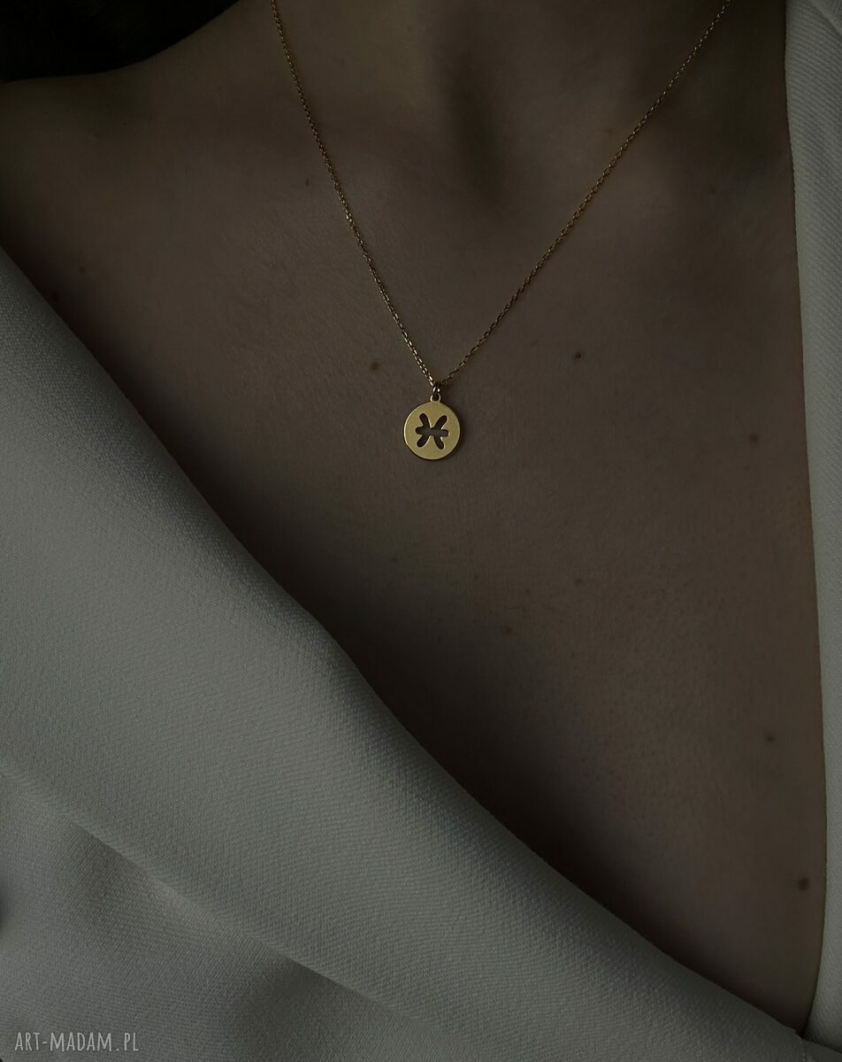 Złoty naszyjnik ze znakiem zodiaku Ryby