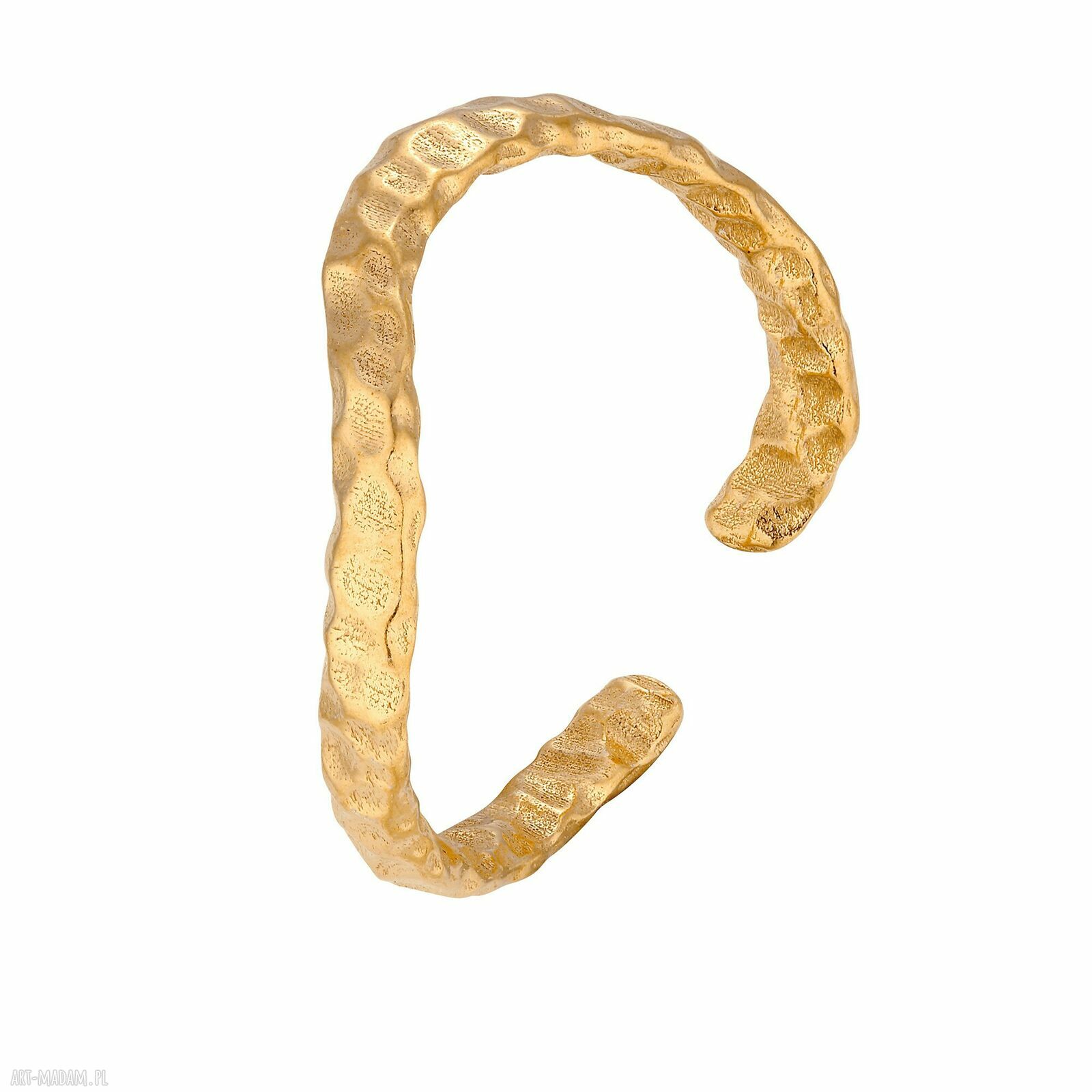 Złoty nieregularny pierścionek regulowany uniwersalny pozłacany
