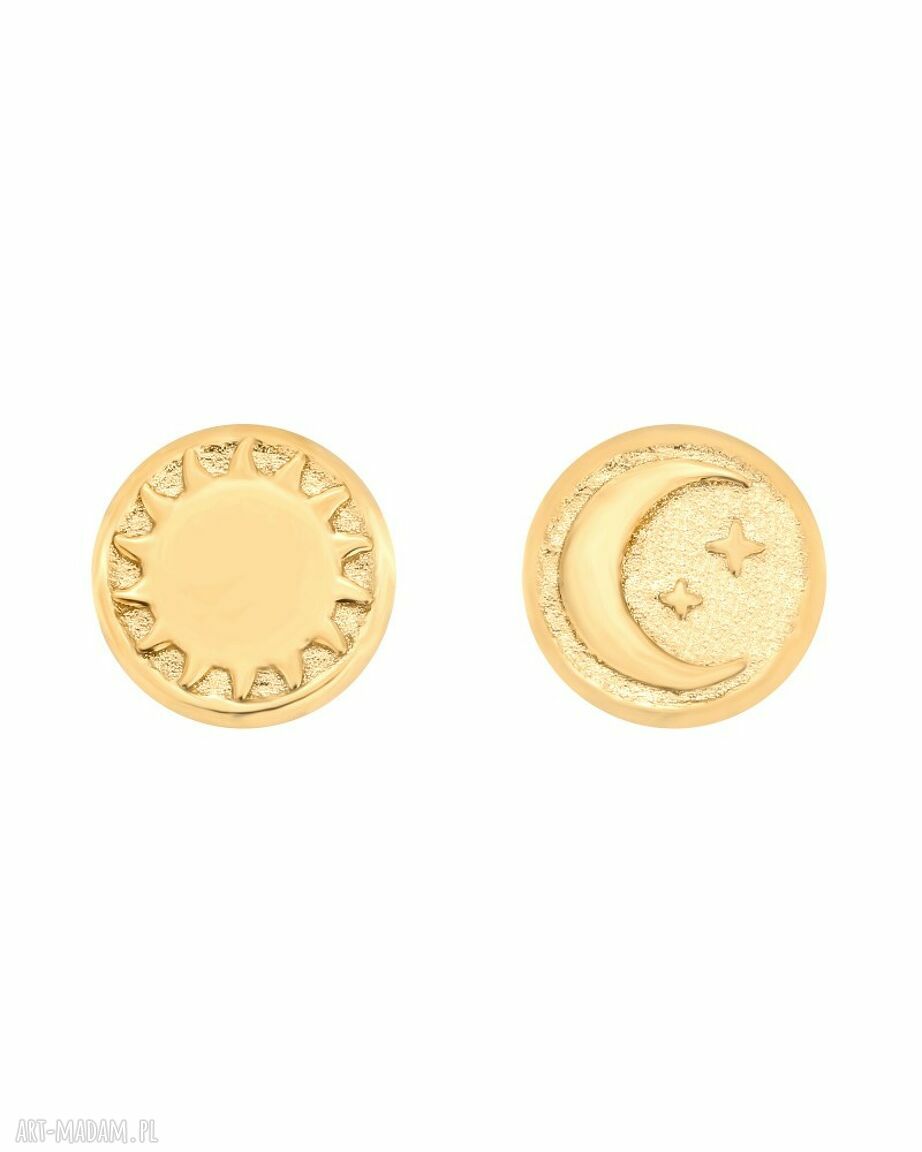 naszyjniki: Złoty obrotowy dwustronny naszyjnik z księżycem i słońcem handmade