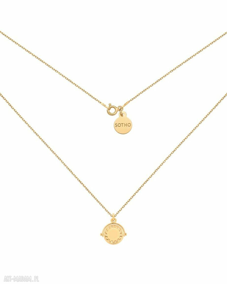 Złoty obrotowy dwustronny naszyjnik księżycem słońcem słońce