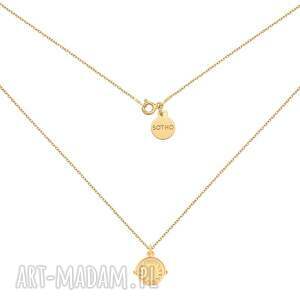 złoty obrotowy dwustronny naszyjnik z księżycem i słońcem