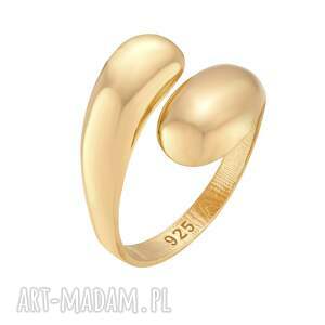 złoty pierścionek krople - pozłacana, elegancki, delikatny