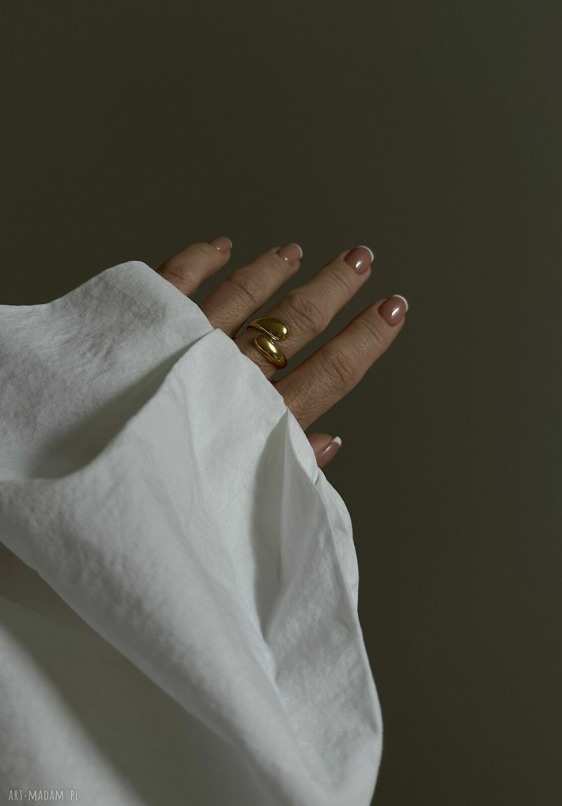 pierścionki: Złoty pierścionek krople handmade