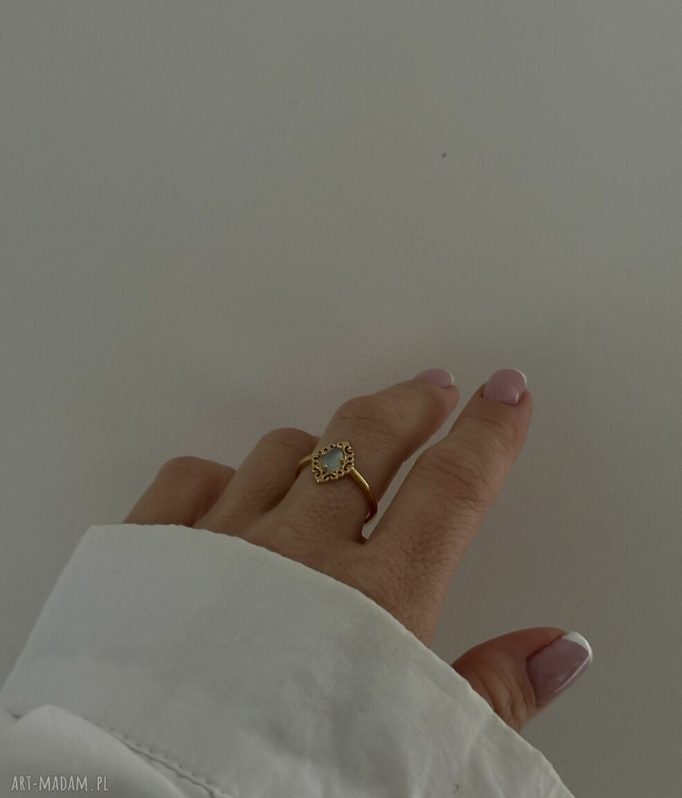 pierścionki: Złoty pierścionek z agatem r. 10 autorskie