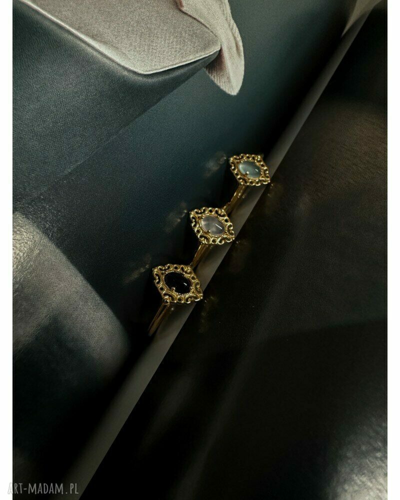 pierścionki: Złoty pierścionek z agatem r. 10 autorskie